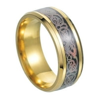 Opvise Finger Ring Plating против избледняване деликатен лек преносим декорира титаниев стоманен многоцветен печат мъжки пръстен бижута аксесоар