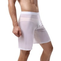 Pgeraug Мъжки бельо чист цвят панталони супер тънки дишащи подаръци за бельо за мъже бели XL