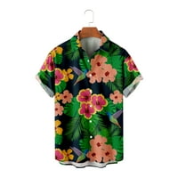 Лято карикатура Мъжки реколта флорални Хавай Печатни риза за лятото, Модерен случайни риза, къс ръкав отгоре