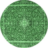 Ahgly Company Indoor Round Medallion Emerald Green Traditional Area Rugs, 3 'Round