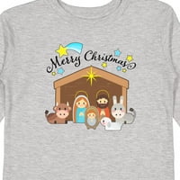 Мастически весела Коледа сладка сцена за рождество Подарък малко дете или малко момиче тениска с дълъг ръкав