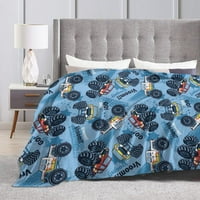Sunyuer Monster Truck Cars Pattern Print Flannel Fleece Bendlet, климатик за одеяло за хвърляне на одеяло ултра-меко уютни одеяла за легла за диван стол Дневна 50 x40