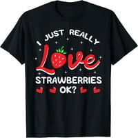 Жени върхове обичам ягоди любител на плодове тениска подаръчна екипаж на врата парти ризи тениски