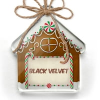 Орнамент отпечатани едностранно черно кадифе коктейл, реколта стил Коледа Неонблонд