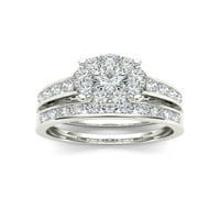 1-Каратов Т. в. диамант 10кт Бяло Злато кръгъл пръстен за сватба