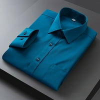 Мъжки ризи ежедневни стилни Плътен цвят Дълъг ръкав ежедневни бизнес не гладене Гащеризони Мъжка тениска Графичен Хавайски небесно синьо ххл 42