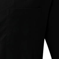 Леи-свят за мъже Мъжки бутон редовен годни дълъг ръкав карирана фланела ежедневни ризи Черно, ШЛ