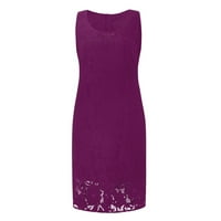 Летни рокли за жени с дължина на коляното мода a-line солидна квадратна рокля рокля лилаво 2xl