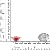 Скъпоценен Камък ЦАР 2. КТ овален Червен създаден Рубин 18К розово злато позлатен Сребърен ореол годежен пръстен