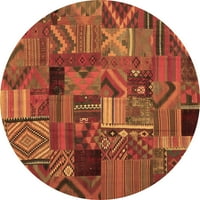 Ahgly Company Indoor Round Packwork Brown Proningal Area Rugs, 3 'Round