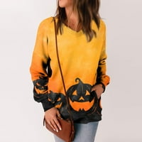 Хелоуин женски моден ежедневен отпечатан с дълъг ръкав отпечатани пуловер с V-образно деколте