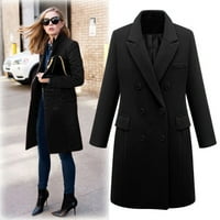 Шиусина зимни палта Forwomen Women's Winter Fau Wool Thin Coat Jacket Damies Slim Long Outboat ourwear Black