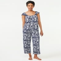 Джойспун Дамски разрошени ками и Каприс пижама комплект, 2-парче, размери с до 3х