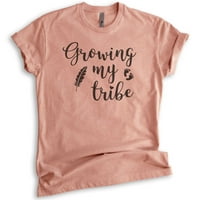 Отглеждане на тениската ми на племето, унизирана женска риза, риза за бременност, нова риза на мама, риза за обявяване на бебето, залез на Хедър, малък