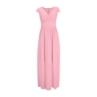 Lopecy -Sta Модни рокли V Врат има за жени с къс ръкав розово - 4xl