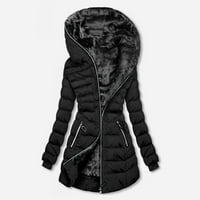 haxmnou мода жени с качулка изходни дами топло палто дълго подплатено тънка яке черен xl