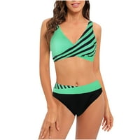 Плюс размер бански костюм за жени изрязани бикини с къс ръкав плаж a-line равенство зелено xl