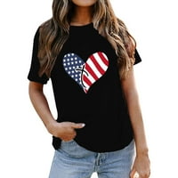 Модни ризи за жени черни дамски лъжичка тениска на тениска мода за печат с къс ръкав удобен голям топ m