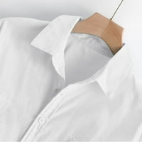 Поло ризи с дълъг ръкав за мъже мъжки памучно бельо джобни солидни ретро тениски върхове блуза