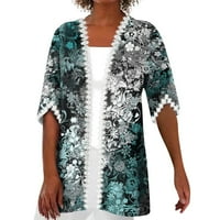 Женска риза Блуза Външно облекло отпечатък с половин ръкав Небрежен празник Основни дантелени върхове