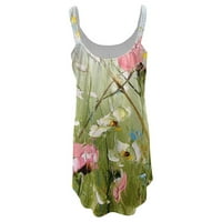 Небрежни летни рокли на жените флорални отпечатани плаж без ръкави прикрийте мини рокли за танкове с ритъци