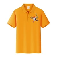 Тениска за памучна памучна тениска за мъже мъжете разтягане мек памук тънък год с късо ръкав модно улично облекло стилна тениска жълто, s