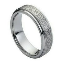 Четен лазерен гравиран келтски възел модел сватбена лента пръстен за мъже или дами