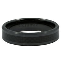 Черно керамични въглеродни фибри Сватбена лента Комфорт годни пръстен размер 5.5