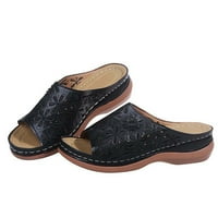 Floenr Flip Flops за жени, летни дами бродирани сандали Небрежни обувки Небрежни римски чехли