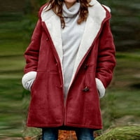 Honeeladyy Sales Online дамски зимни връхни дрехи ежедневни бутон с топло качулка яке с дълъг ръкав твърд цвят дебело палто с джобове