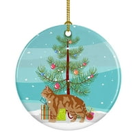 Американска Телена Коса # Котка Весела Коледа Керамичен Орнамент