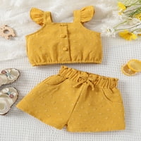 Малко дете бебе момичета летни дрехи тоалети Ruffle Camisole Spot Dot Tank Топс и ежедневни шорти новородени момиче дрехи