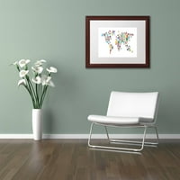 Търговска марка изобразително изкуство робот карта на света платно изкуство от Майкъл Томпсет, бял мат, дървена рамка