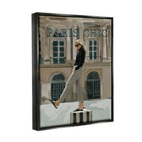 Ступел индустрии Париж шик модерен жена Архитектура графично изкуство струя черно плаваща рамка платно печат стена изкуство, дизайн от Амелия Нойс