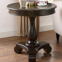 Мебели с кръгла хълма Rene Round Wood Pedestal Side Table, кафяво
