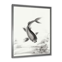 Дизайнарт 'черно и бяло винтидж риба и' морска и крайбрежна рамка Арт Принт