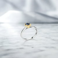 Gem Stone King 0. Ct Blue Mystic Topaz White Създаден сапфир 10K бял златен пръстен с жълто злато Prongs