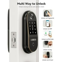 В Smart Lock Lock Fingerprint Keyless Entry Lock Lock Bluetooth Deadbolt, Control App, IC Card, Ekeys Sharing, Passcode for Home Hotel Office Апартамент