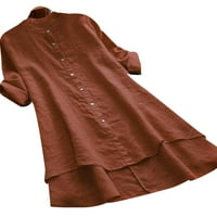 Дамски памучно спално бельо с дълъг ръкав бутон за разхлабена талия с риза рокли плюс размер