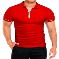 Glookwis Men Zipper Тениски Класически годни блузи фитнес торбички летни върхове Лапета шия солиден цвят тениска поло риза