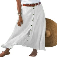 Sanviglor Ladies Midi Skirt Swing поли с висока талия Плицеприемни празнични бели L