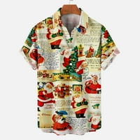 Дакийски мъжки тениски Просвещение Мъже непринудени солидни бутони Коледа Дядо Коледа щампа с джобни революционни ризи с къс ръкав блуза Мъжки ризи Прочистване на каки 4