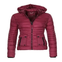 Бомоту дамско палто с качулка ватирано удебелено яке Зимно топло ежедневно палто с цип Розово 3хл