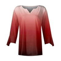 Floleo женски върхове с дълъг ръкав клирънс плюс размери ризи модни блузи жени v Neck Three Quarter 3 4Sleeve Тениска есен суичър