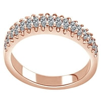 Белият естествен диамантен годеж и сватбена лента пръстен в 14K розово злато над стерлингово сребро