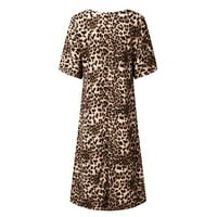 Плюс размер леопардова рокля за жени реколта с къс ръкав кръгла шия макси рокли причините за лятото свободни дълги рокли
