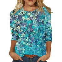 Ризи с ръкав за жени Сладък печат графични тениски блузи ежедневни Плюс размер основни върхове Пуловер -- Дамски блузи дамски върхове