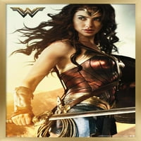 Филм на комикси - Wonder Woman - SHIELD стенен плакат с дървена магнитна рамка, 22.375 34