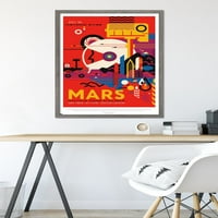 - Плакат за стена на Mars Travel Poster, 22.375 34 в рамка