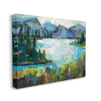 Ступел индустрии абстрактни планини и езеро Бор пейзаж живопис платно стена изкуство дизайн от Жанет Вертентес, 36 48